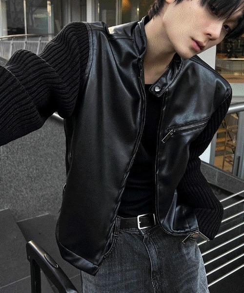 ディープブラックニットコンビジャケット（ブルゾン）｜COSYHARU