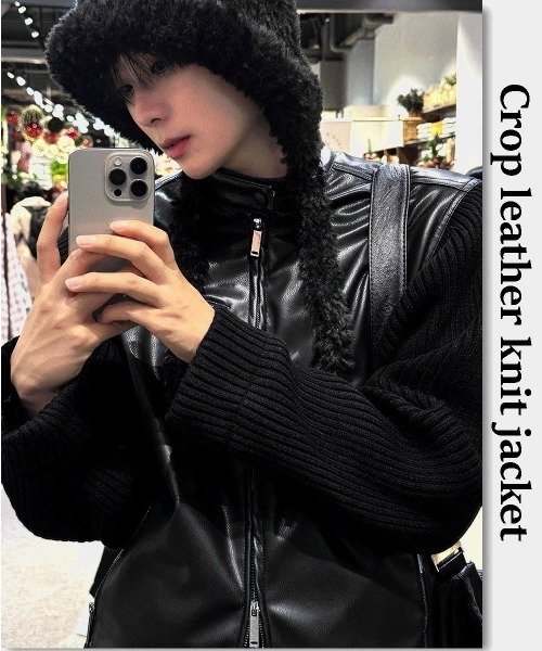 COSYHARU（コシハル）の「ディープブラックニットコンビジャケット（ブルゾン・メンズ・ブラック系1/ブラック系2・MEDIUM/LARGE）」の10枚目の写真