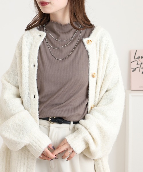 myke(ミーカ)の「myke 起毛リブ プチハイネックロンT(Tシャツ/カットソー・レディース・モカ/ピンク/ライトグレー/アイボリー/ブラック・M)」の6枚目の写真
