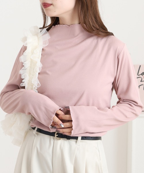 myke(ミーカ)の「myke 起毛リブ プチハイネックロンT(Tシャツ/カットソー・レディース・モカ/ピンク/ライトグレー/アイボリー/ブラック・M)」の7枚目の写真