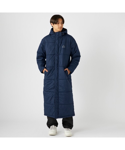 Kappa(カッパ)の「Kappa カッパ 膝下丈 フード付き 中綿入り ベンチコート ジャケット(ダウンジャケット/コート・メンズ・ネイビー/ブラック・LL/M/L)」の1枚目の写真