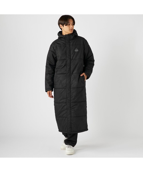Kappa(カッパ)の「Kappa カッパ 膝下丈 フード付き 中綿入り ベンチコート ジャケット(ダウンジャケット/コート・メンズ・ネイビー/ブラック・LL/M/L)」の2枚目の写真