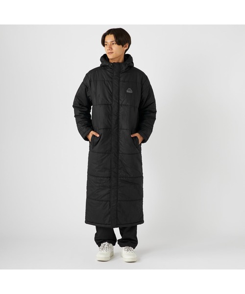 Kappa(カッパ)の「Kappa カッパ 膝下丈 フード付き 中綿入り ベンチコート ジャケット(ダウンジャケット/コート・メンズ・ネイビー/ブラック・LL/M/L)」の3枚目の写真