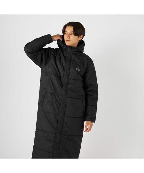Kappa(カッパ)の「Kappa カッパ 膝下丈 フード付き 中綿入り ベンチコート ジャケット(ダウンジャケット/コート・メンズ・ネイビー/ブラック・LL/M/L)」の4枚目の写真