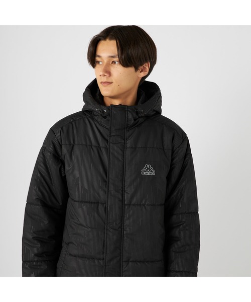 Kappa(カッパ)の「Kappa カッパ 膝下丈 フード付き 中綿入り ベンチコート ジャケット(ダウンジャケット/コート・メンズ・ネイビー/ブラック・LL/M/L)」の6枚目の写真