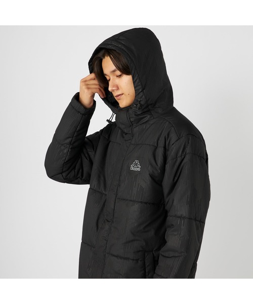 Kappa(カッパ)の「Kappa カッパ 膝下丈 フード付き 中綿入り ベンチコート ジャケット(ダウンジャケット/コート・メンズ・ネイビー/ブラック・LL/M/L)」の7枚目の写真