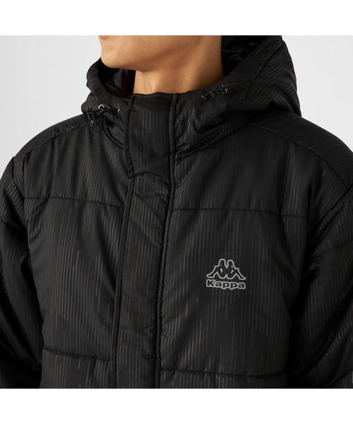 Kappa(カッパ)の「Kappa カッパ 膝下丈 フード付き 中綿入り ベンチコート ジャケット(ダウンジャケット/コート・メンズ・ネイビー/ブラック・LL/M/L)」の11枚目の写真
