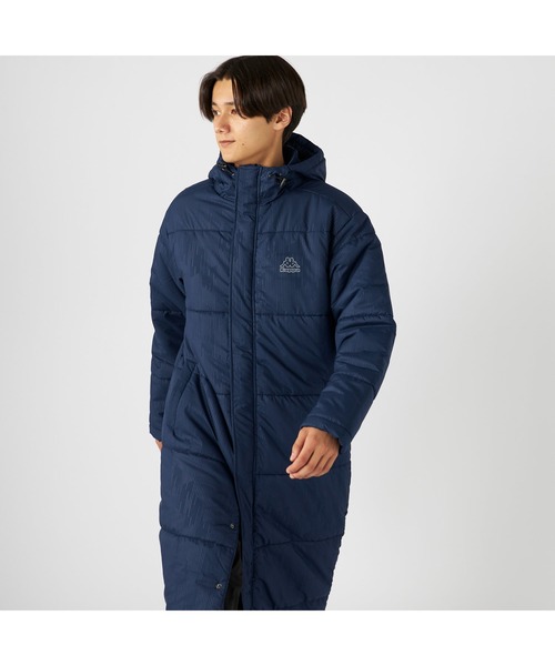 Kappa(カッパ)の「Kappa カッパ 膝下丈 フード付き 中綿入り ベンチコート ジャケット(ダウンジャケット/コート・メンズ・ネイビー/ブラック・LL/M/L)」の19枚目の写真