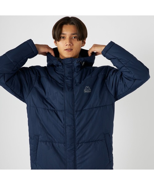 Kappa(カッパ)の「Kappa カッパ 膝下丈 フード付き 中綿入り ベンチコート ジャケット(ダウンジャケット/コート・メンズ・ネイビー/ブラック・LL/M/L)」の21枚目の写真