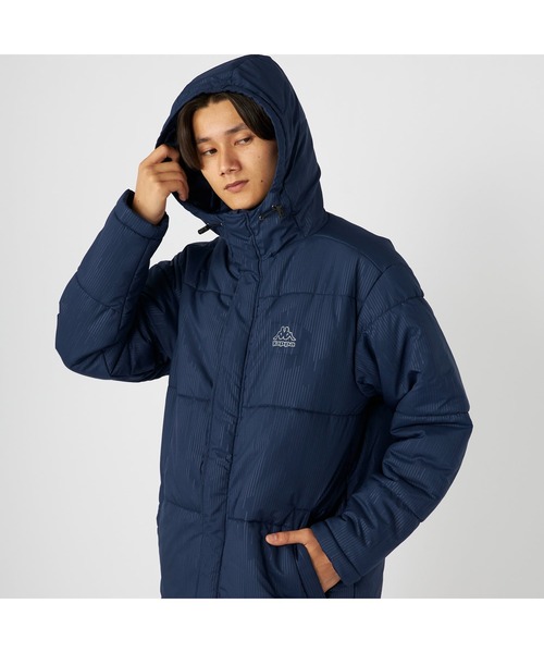Kappa(カッパ)の「Kappa カッパ 膝下丈 フード付き 中綿入り ベンチコート ジャケット(ダウンジャケット/コート・メンズ・ネイビー/ブラック・LL/M/L)」の22枚目の写真