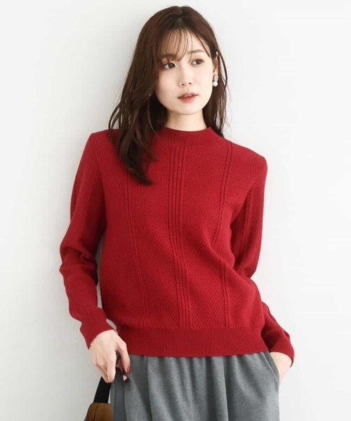 MK MICHEL KLEIN（エムケーミッシェルクラン）の「ミニケーブル編みニット/洗える（ニット/セーター・レディース・ブラック/ベージュ/レッド・38）」の3枚目の写真