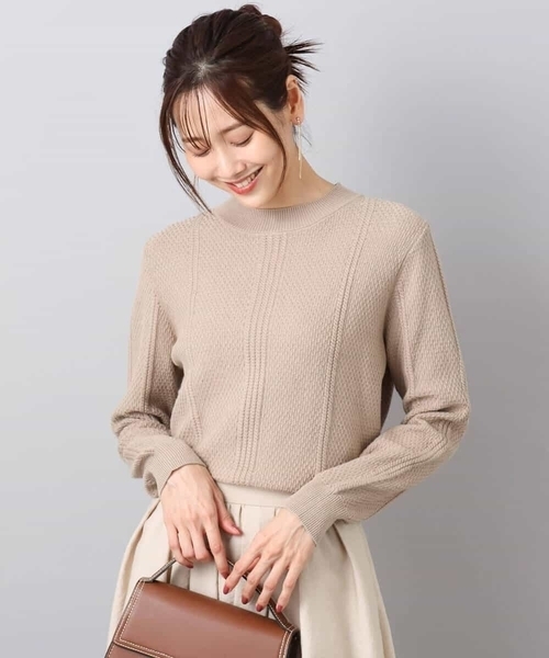 MK MICHEL KLEIN（エムケーミッシェルクラン）の「ミニケーブル編みニット/洗える（ニット/セーター・レディース・ブラック/ベージュ/レッド・38）」の9枚目の写真