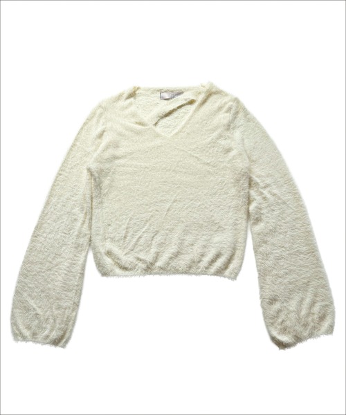 VIBGYOR（ヴィブジョー）の「ルーズシャギーVネックニット / オーバーサイズフェザープルオーバー 韓国(CZ)（ニット/セーター・レディース・ホワイト/パープル/アイボリー/ブラック・FREE）」の20枚目の写真