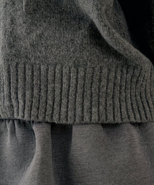 セットアップ対応】フリルフードニットジップカーディガン