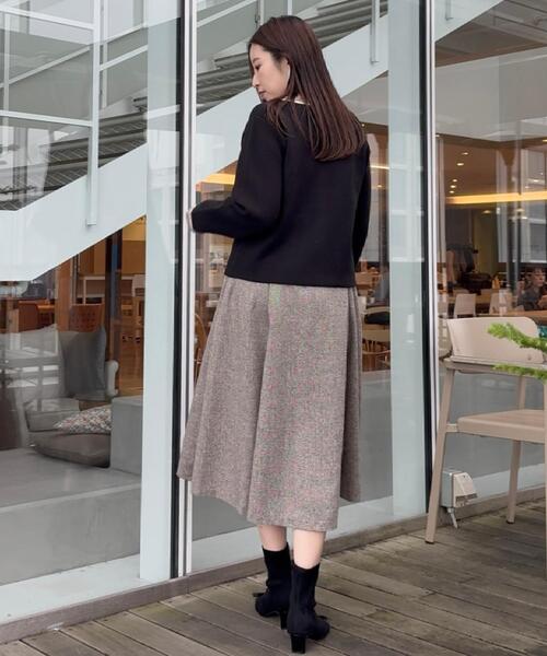 couture brooch(クチュールブローチ)の「【通勤・大人上品】ムースタッチジャカード 配色スカラカーディ(カーディガン/ボレロ・レディース・ブラック/ライトグレー/アイボリー・36/38/40/42)」の22枚目の写真