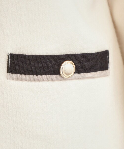 couture brooch(クチュールブローチ)の「【通勤・大人上品】ムースタッチジャカード 配色スカラカーディ(カーディガン/ボレロ・レディース・ブラック/ライトグレー/アイボリー・36/38/40/42)」の12枚目の写真