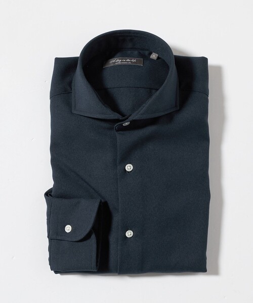 A DAY IN THE LIFE UNITED ARROWS(アデイインザライフユナイテッドアローズ)の「ウールライク フラノ カッタウェイカラーシャツ<A DAY IN THE LIFE>(シャツ/ブラウス・メンズ・ネイビー/ホワイト・M/L/XL)」の1枚目の写真