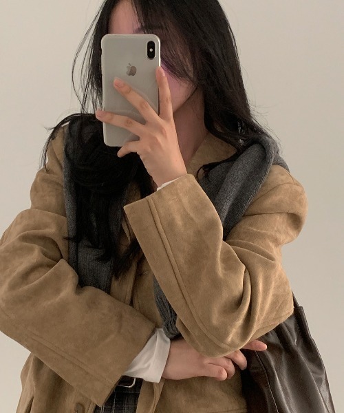 Vipoa（ヴィポア）の「Big suede tailored jacket（テーラードジャケット・レディース・ブラウン/ベージュ・FREE）」の19枚目の写真