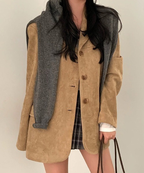 Vipoa（ヴィポア）の「Big suede tailored jacket（テーラードジャケット・レディース・ブラウン/ベージュ・FREE）」の6枚目の写真