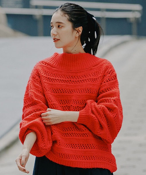 kolor セーター サイズ3 レッド 大きいサイズ】新色追加！ドロップショルダーカラーニット(ニット