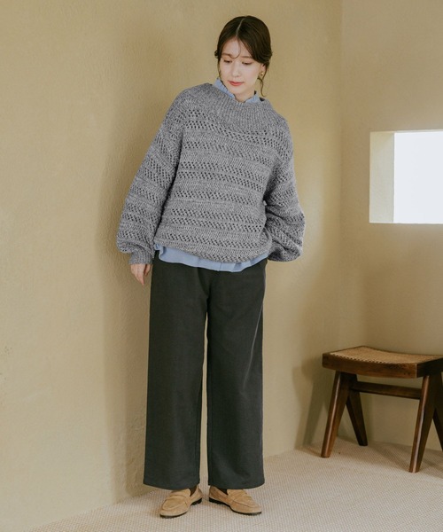 studio CLIP（スタディオクリップ）の「3ゲージスプレーヤーン透かしプルオーバー（ニット/セーター・レディース・レッド/ネイビー/チャコール・FREE）」の15枚目の写真