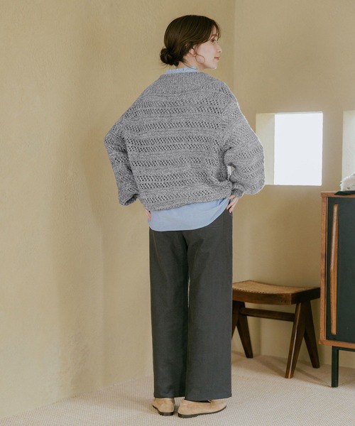 studio CLIP（スタディオクリップ）の「3ゲージスプレーヤーン透かしプルオーバー（ニット/セーター・レディース・レッド/ネイビー/チャコール・FREE）」の17枚目の写真