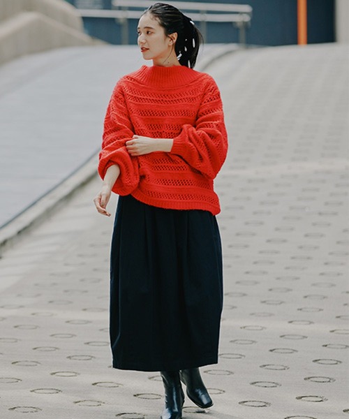 studio CLIP（スタディオクリップ）の「3ゲージスプレーヤーン透かしプルオーバー（ニット/セーター・レディース・レッド/ネイビー/チャコール・FREE）」の19枚目の写真