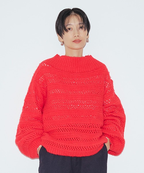 studio CLIP（スタディオクリップ）の「3ゲージスプレーヤーン透かしプルオーバー（ニット/セーター・レディース・レッド/ネイビー/チャコール・FREE）」の20枚目の写真