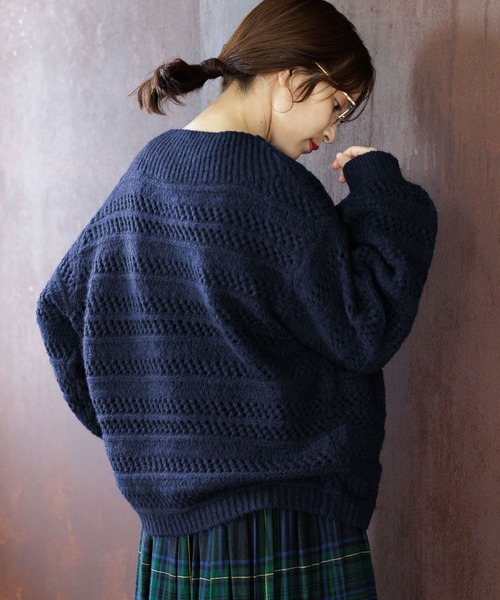 studio CLIP（スタディオクリップ）の「3ゲージスプレーヤーン透かしプルオーバー（ニット/セーター・レディース・レッド/ネイビー/チャコール・FREE）」の22枚目の写真