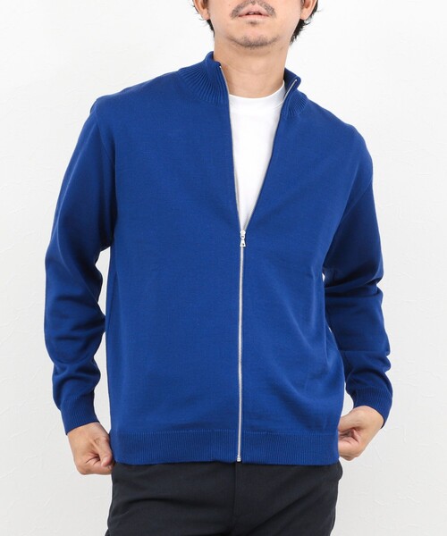 NOLLEY’S（ノーリーズ）の「【ACTIVE SECT】《限定展開》デオドラント加工 スタンドジップカーディガン 25AW（ニット/セーター・メンズ・グレイッシュブルー/ロイヤルブルー/ブラック・M/L/S）」の2枚目の写真