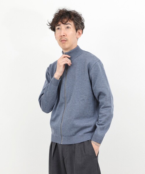 NOLLEY’S（ノーリーズ）の「【ACTIVE SECT】《限定展開》デオドラント加工 スタンドジップカーディガン 25AW（ニット/セーター・メンズ・グレイッシュブルー/ロイヤルブルー/ブラック・M/L/S）」の13枚目の写真