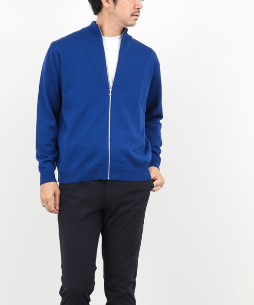 NOLLEY’S（ノーリーズ）の「【ACTIVE SECT】《限定展開》デオドラント加工 スタンドジップカーディガン 25AW（ニット/セーター・メンズ・グレイッシュブルー/ロイヤルブルー/ブラック・M/L/S）」の8枚目の写真