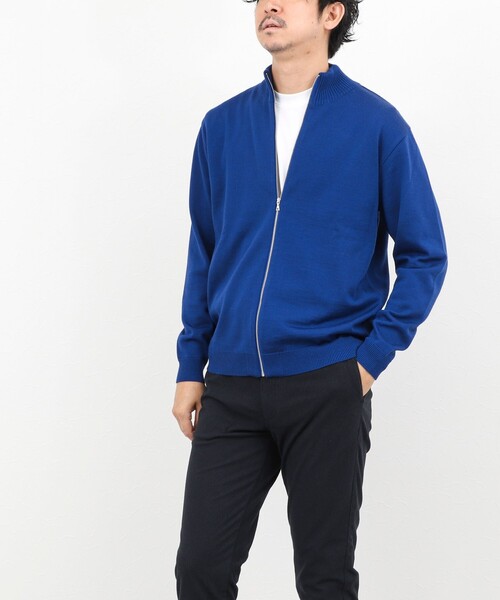 NOLLEY’S（ノーリーズ）の「【ACTIVE SECT】《限定展開》デオドラント加工 スタンドジップカーディガン 25AW（ニット/セーター・メンズ・グレイッシュブルー/ロイヤルブルー/ブラック・M/L/S）」の4枚目の写真