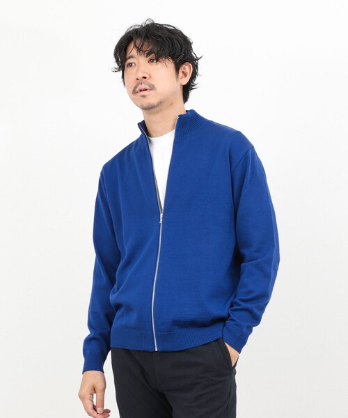 NOLLEY’S（ノーリーズ）の「【ACTIVE SECT】《限定展開》デオドラント加工 スタンドジップカーディガン 25AW（ニット/セーター・メンズ・グレイッシュブルー/ロイヤルブルー/ブラック・M/L/S）」の5枚目の写真