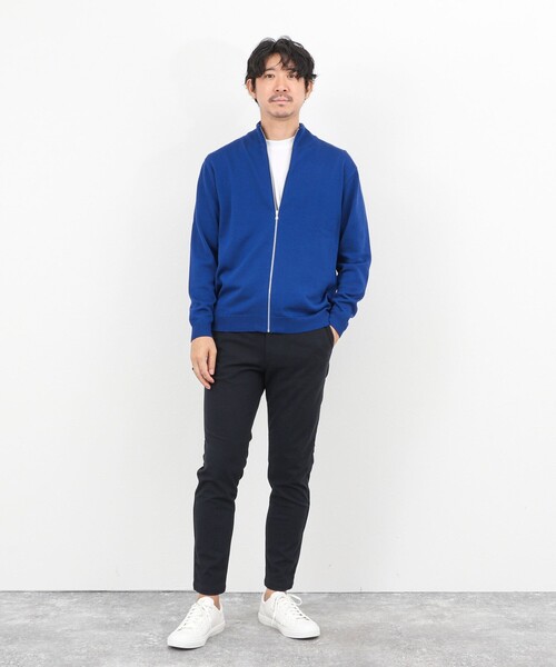 NOLLEY’S（ノーリーズ）の「【ACTIVE SECT】《限定展開》デオドラント加工 スタンドジップカーディガン 25AW（ニット/セーター・メンズ・グレイッシュブルー/ロイヤルブルー/ブラック・M/L/S）」の12枚目の写真