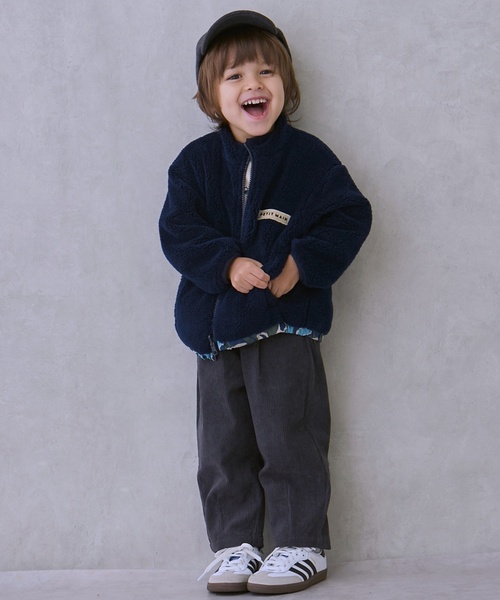 petit main（プティマイン）の「【撥水加工】柄×ボアブルゾン（ブルゾン・キッズ・ネイビー/ライトブルー/アイボリー/キャメル・90cm/130cm/120cm/110cm/100cm/80ｃｍ）」の5枚目の写真