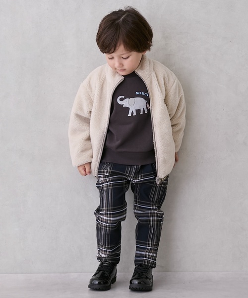 petit main（プティマイン）の「【撥水加工】柄×ボアブルゾン（ブルゾン・キッズ・ネイビー/ライトブルー/アイボリー/キャメル・90cm/130cm/120cm/110cm/100cm/80ｃｍ）」の7枚目の写真