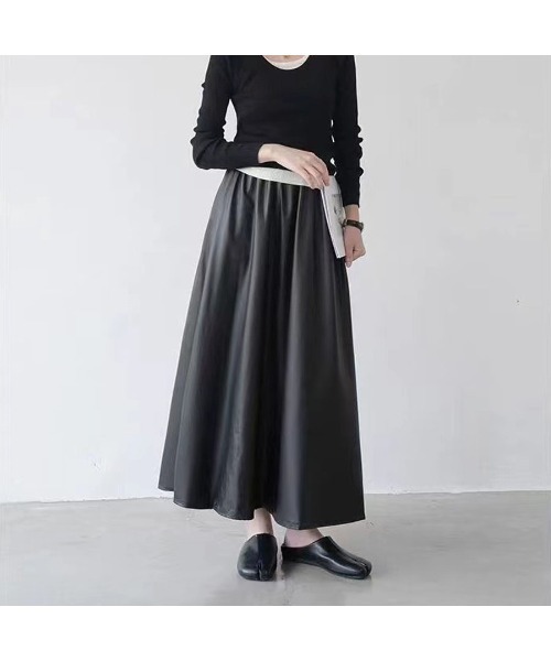shoppinggo(ショッピングゴー)の「レザースカート レディース PUスカート 裏起毛(スカート・レディース・ブラウン/ブラック・M)」の9枚目の写真