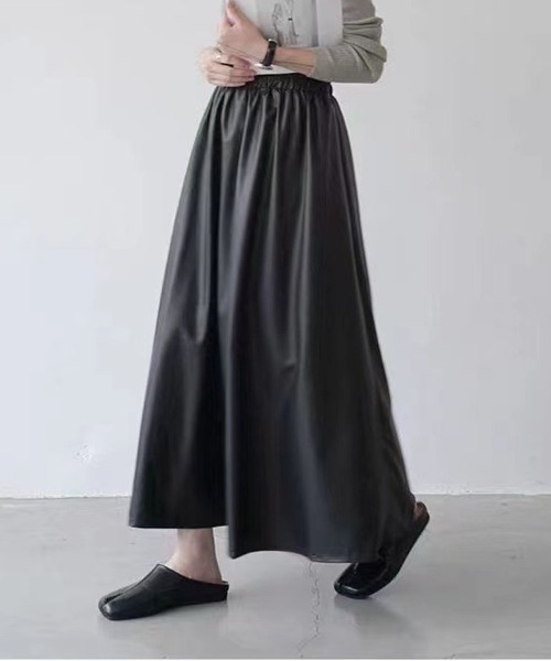 shoppinggo(ショッピングゴー)の「レザースカート レディース PUスカート 裏起毛(スカート・レディース・ブラウン/ブラック・M)」の10枚目の写真