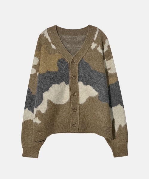 VIBGYOR(ヴィブジョー)の「【Korea Select】 カモフラ モヘアカーディガン(CN)(カーディガン/ボレロ・メンズ・ブラウン/チャコールグレー/ベージュ・FREE)」の13枚目の写真