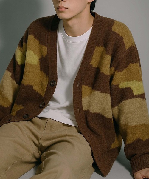VIBGYOR(ヴィブジョー)の「【Korea Select】 カモフラ モヘアカーディガン(CN)(カーディガン/ボレロ・メンズ・ブラウン/チャコールグレー/ベージュ・FREE)」の19枚目の写真