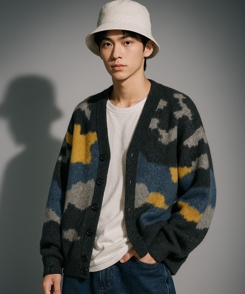 VIBGYOR(ヴィブジョー)の「【Korea Select】 カモフラ モヘアカーディガン(CN)(カーディガン/ボレロ・メンズ・ブラウン/チャコールグレー/ベージュ・FREE)」の20枚目の写真