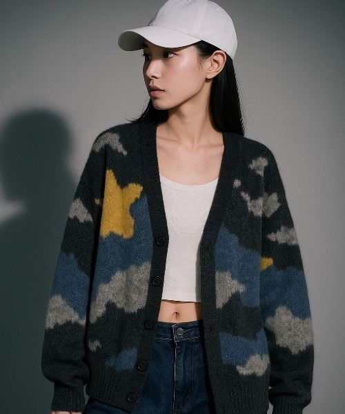 VIBGYOR(ヴィブジョー)の「【Korea Select】 カモフラ モヘアカーディガン(CN)(カーディガン/ボレロ・メンズ・ブラウン/チャコールグレー/ベージュ・FREE)」の22枚目の写真