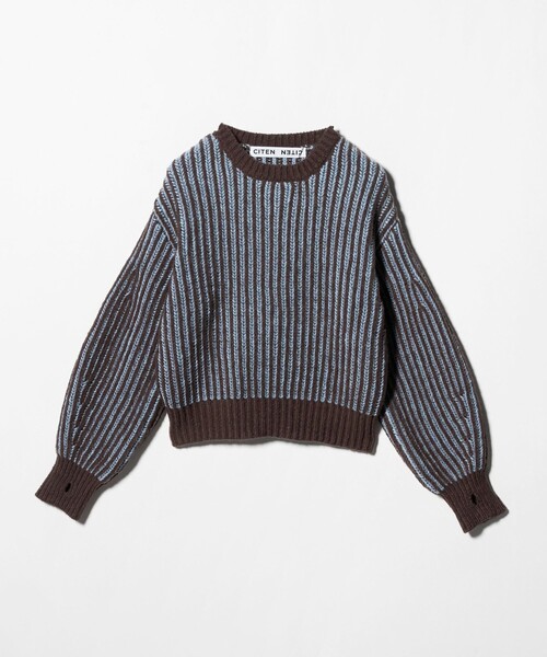 CITEN（シテン）の「＜CITEN＞ボリュームスリーブカラフルアゼニット（ニット/セーター・レディース・ブラック/オフホワイト/ダークブラウン・FREE）」の19枚目の写真