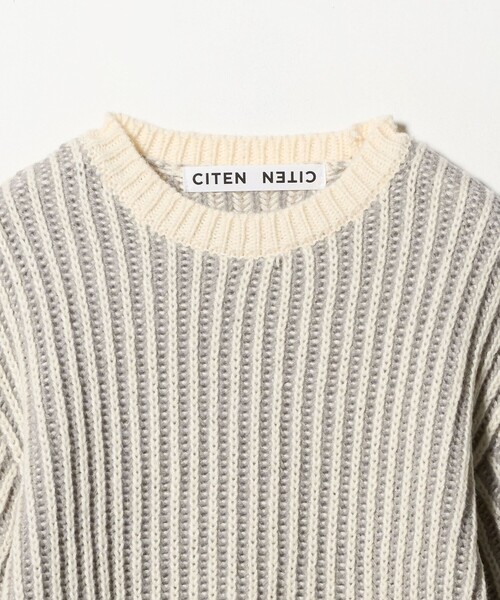 CITEN（シテン）の「＜CITEN＞ボリュームスリーブカラフルアゼニット（ニット/セーター・レディース・ブラック/オフホワイト/ダークブラウン・FREE）」の6枚目の写真