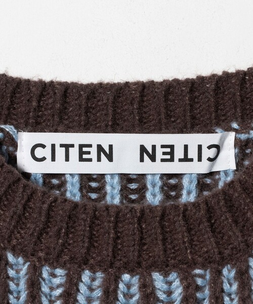 CITEN（シテン）の「＜CITEN＞ボリュームスリーブカラフルアゼニット（ニット/セーター・レディース・ブラック/オフホワイト/ダークブラウン・FREE）」の8枚目の写真