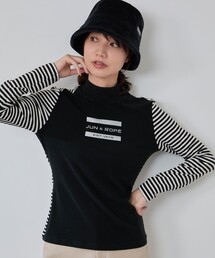JUN&ROPE' | ボーダーミックス長袖モックプルオーバー/吸湿発熱・保温(Tシャツ/カットソー)