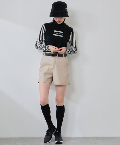 JUN&ROPE'（ジュンアンドロペ）の「ボーダーミックス長袖モックプルオーバー/吸湿発熱・保温（Tシャツ/カットソー・レディース・ブラック/ホワイト・M/L/S）」の10枚目の写真