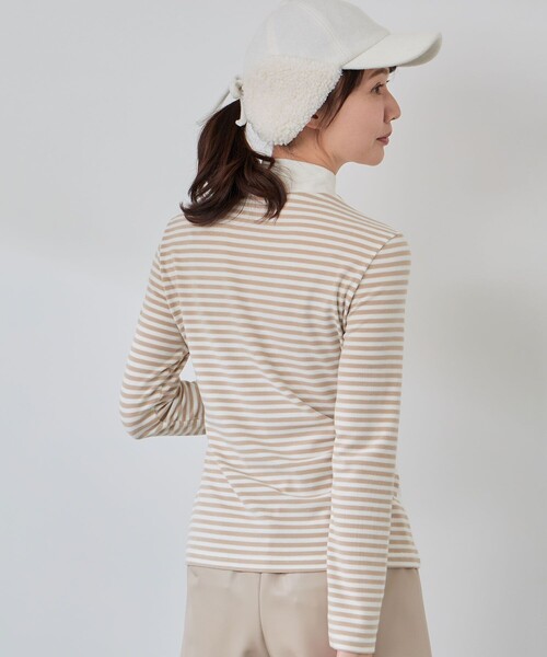 JUN&ROPE'（ジュンアンドロペ）の「ボーダーミックス長袖モックプルオーバー/吸湿発熱・保温（Tシャツ/カットソー・レディース・ブラック/ホワイト・M/L/S）」の13枚目の写真