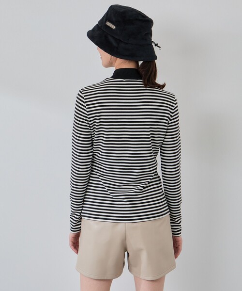 JUN&ROPE'（ジュンアンドロペ）の「ボーダーミックス長袖モックプルオーバー/吸湿発熱・保温（Tシャツ/カットソー・レディース・ブラック/ホワイト・M/L/S）」の5枚目の写真